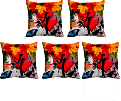 IndiWeaves Printed Cushions Cover(Pack of 5, 30 cm*30 cm, Maroon)