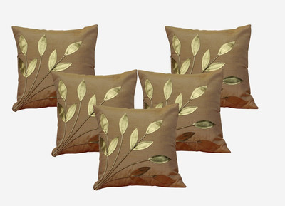 13% OFF on Dekor World Floral Cushions Cover(Pack of 5, 30 cm*30 cm, Beige)