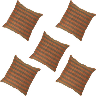 

Veer Creations Striped Cushions Cover(Pack of 5, 40 cm*40 cm, Orange, Green), Green;orange