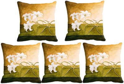 IndiWeaves Printed Cushions Cover(Pack of 5, 30 cm*30 cm, White, Green), Green;white