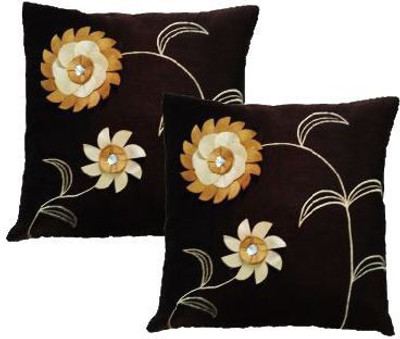 

Nikunj Embroidered Cushions Cover(Pack of 2, 40 cm, Brown)