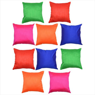 

ASC Plain Cushions Cover(Pack of 10, 40.64 cm*40.64 cm, Red, Orange, Pink, Blue, Green), Blue;green;orange;pink;red