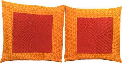 

Minky's Decor Geometric Cushions Cover(Pack of 2, 40 cm*40 cm, Maroon, Yellow)