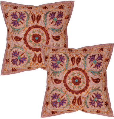 

Rajrang Floral Cushions Cover(Pack of 2, 41 cm*41 cm, Pink)