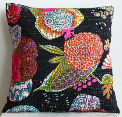 23% OFF on Kantha Embroidered Cushions Cover(16 cm*16 cm, Multicolor)