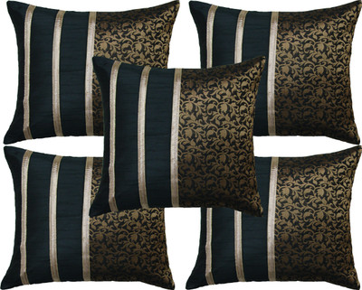 

HOME SHINE Floral Cushions Cover(Pack of 5, 40 cm*40 cm, Black)