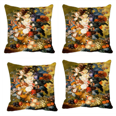 68% OFF on meSleep Abstract Cushions Cover(Pack of 4, 40.62 cm*40.62 cm, Multicolor)