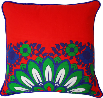 Fatfatiya Floral Cushions Cover(40 cm*40 cm, Blue, Red)