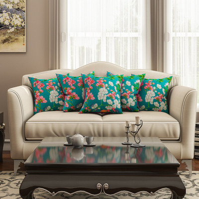 

SEJ by Nisha Gupta Floral Cushions Cover(Pack of 5, 40.64 cm*40.64 cm, Multicolor)