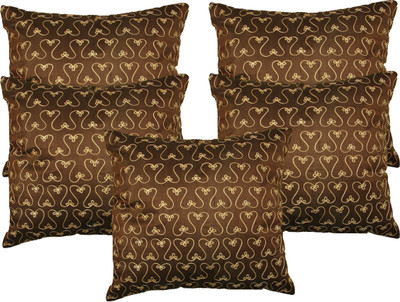 

HOME SHINE Embroidered Cushions Cover(Pack of 5, Brown)