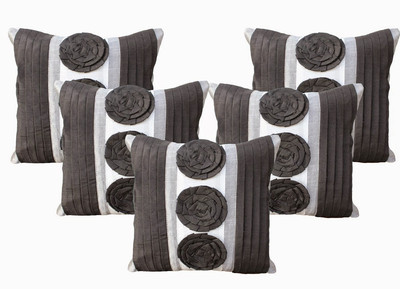 Dekor World Floral Cushions Cover(Pack of 5, 40 cm*40 cm, Purple, Pink)