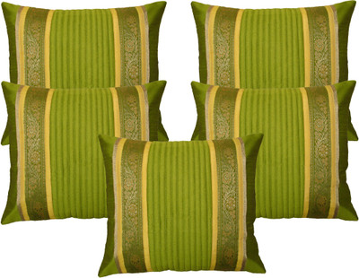 

HOME SHINE Striped Cushions Cover(Pack of 5, 30 cm*30 cm, Light Green)
