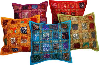 

Halowishes Embroidered Cushions Cover(Pack of 5, 40.64 cm*40.64 cm, Multicolor)