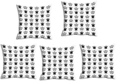 

IndiWeaves Printed Cushions Cover(Pack of 5, 40 cm*40 cm, White, Black), Black;white