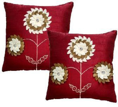 

Nikunj Embroidered Cushions Cover(Pack of 2, 40 cm, Maroon)