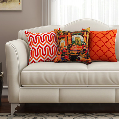 

SEJ by Nisha Gupta Abstract Cushions Cover(Pack of 3, 40.64 cm*40.64 cm, Multicolor)