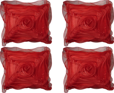 

HOME SHINE Floral Cushions Cover(Pack of 4, 40 cm*40 cm, Red)