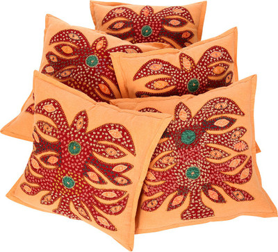 

Rajrang Embroidered Cushions Cover(Pack of 5, 40 cm*40 cm, Peach)