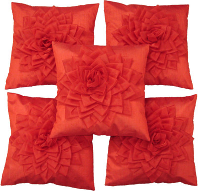 

HOME SHINE Floral Cushions Cover(Pack of 5, 40 cm*40 cm, Red)