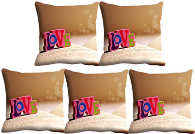 

IndiWeaves Printed Cushions Cover(Pack of 5, 30 cm*30 cm, Beige)