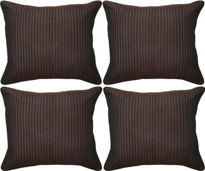 

HOME SHINE Striped Cushions Cover(Pack of 4, 40 cm*40 cm, Brown)