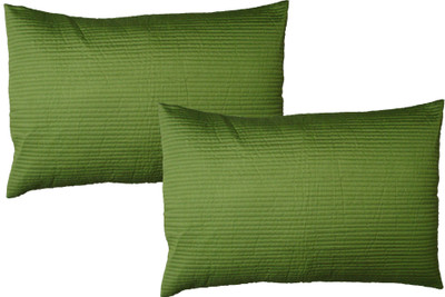 

HOME SHINE Striped Pillows Cover(Pack of 2, 45 cm*70 cm, Light Green)