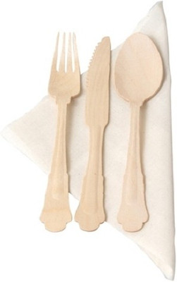 Seletti Tablee - 1 Person Set Disposable Wood Cutlery Set(Pack of 3)