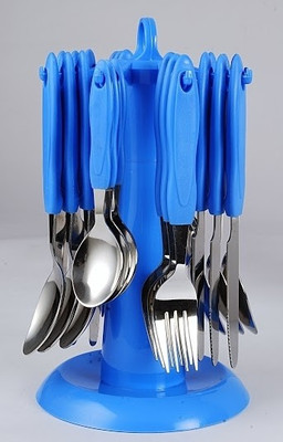 

Elegant Signature Blue Stainless Steel, Plastic Cutlery Set(Pack of 24)