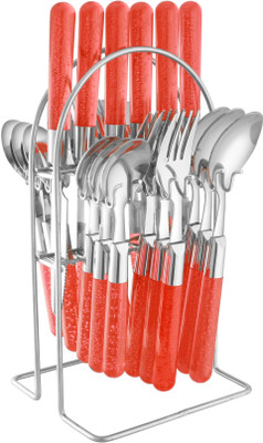 

Elegante Maple Red Stainless Steel, Plastic Cutlery Set(Pack of 25)