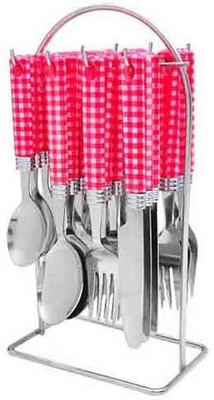 

Elegante Chekker Pink Stainless Steel, Plastic Cutlery Set(Pack of 24)