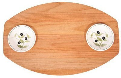 

Out of the Woods of Oregon Double Bread And Oil Board With HandPainted Olives