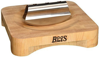 

John Boos 10 By 10 By 2Inch Mezzaluna Herb Board With Stainless Steel Rocker Knife