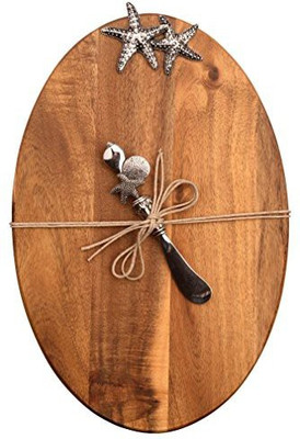 

Boston International Wood Cheese Board With Coastal Spreader