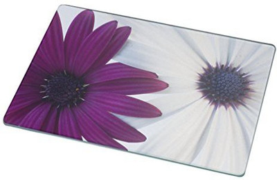 

Rikki Knight Sharp Color Purple And White Daisies Large Glass Cutting Board