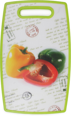 

Chrome Capsicum print Plastic Cutting Board(Green, White Pack of 1)