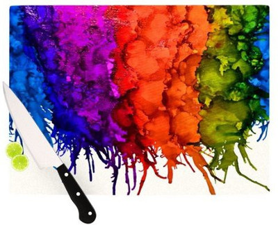 

Kess InHouse Claire Day Rainbow Splatter Artists Cutting Board