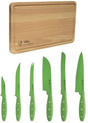 

Ginsu Nuri Series Stainless Steel 6Piece Nonstick Coated Cutlery With Bonus Cutting Board 5804
