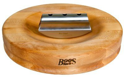 

John Boos 13Inch Round Mezzaluna Herb Board With Stainless Steel Rocker Knife