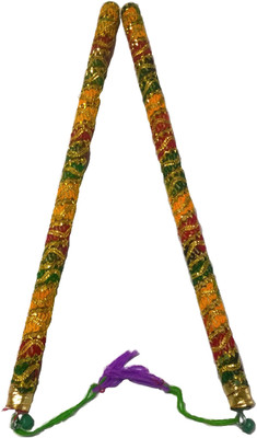 IndoArtisan Wool Dandiya-01 Dandia Sticks(Yellow)