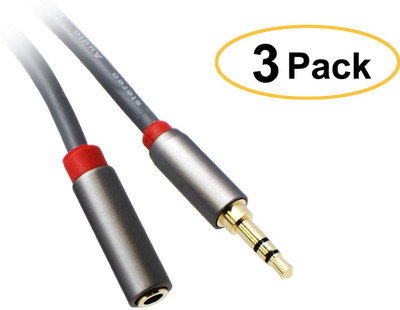 

CE 6-Feet Premium 3.5mm Male to 3.5mm Female Stereo Audio Extension Cable, 3-Pack AUX Cable(Grey)