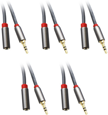 

CE 1.5-Feet Premium 3.5mm Male to 3.5mm Female Stereo Audio Extension Cable, 5-Pack AUX Cable(Grey)