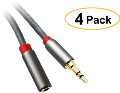 

CE 6-Feet Premium 3.5mm Male to 3.5mm Female Stereo Audio Extension Cable, 4-Pack AUX Cable(Grey)