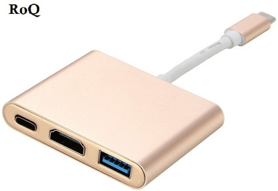 

ROQ USB 3.1 TYPE-C TO USB 3.0 WITH HDMI Adapter(Compatible with Mobile, Laptop, Tablet, Mp3, Gaming Device, Gold)