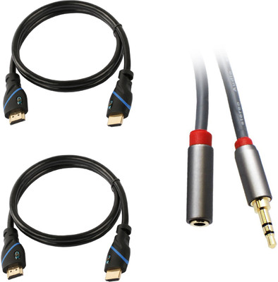 

CE Buy 2 3 Feet HDMI Cable & Get Free 3-Feet 3.5mm Male to Female Audio Extension Cable Free HDMI Cable(Compatible with Hdtv, Blu Ray, Set Top Box, Black)