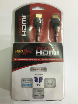

Redgear RG Smartline HDMI 3 mtr HDMI Cable(Compatible with Mobile, Laptop, Tablet, Mp3, Gaming Device, Black)