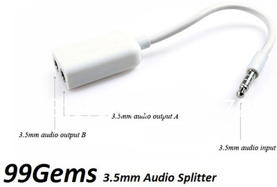 

99Gems Audio Splitter 3.5 mm Headphone Splitter(White)