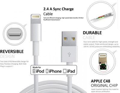 

AW High Power Usb for Iphone 6 Lightning Cable(White)