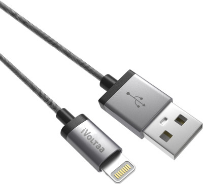 iVoltaa MFi Certified Original 6ft Metal Braided Rugged Lightning Cable(Mobile Phone, Tablet, Space Grey, Sync and Charge Cable)