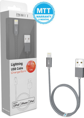 

MTT Apple MFI Certified Nylon Braided Grey Lightning Cable(Grey)