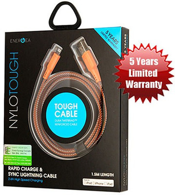 

Energea NyloTough 1.5m Rapid Charge & Sync With 5 Years Warranty Lightning Cable(Orange)